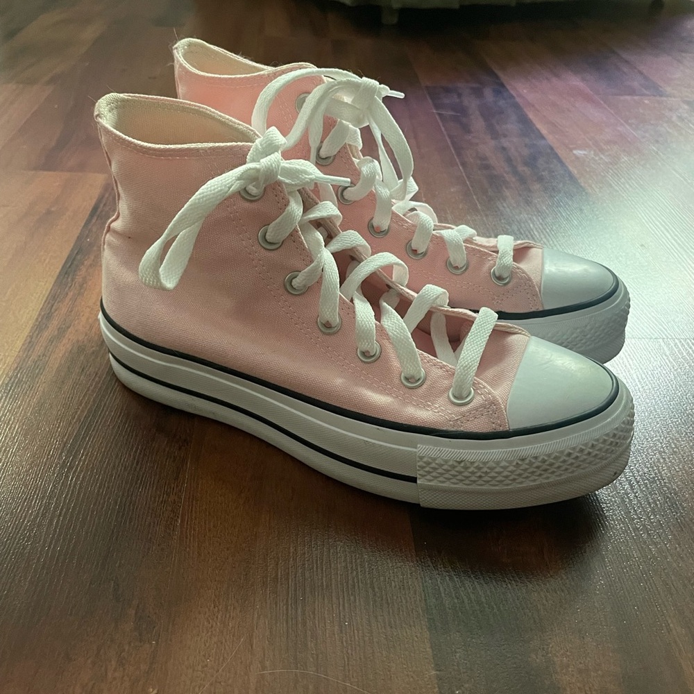 Converse Pink and White High-Top Sneakers